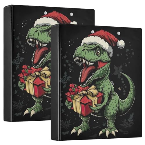 Dinosaurier Weihnachten Schwarz 3 Ringbuch Set von 2 3,8 cm Ordner Arbeitsbuch von GAIREG