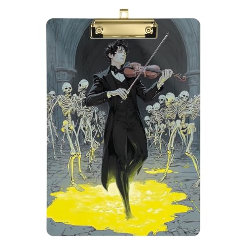 Elegante Musiker und Totenkopf-Klemmbretter, Acryl-Klemmbretter für Krankenschwestern, A4 Briefgröße 31,8 x 22,9 cm, Goldclip von GAIREG