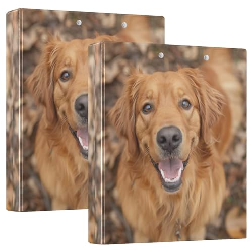 Fall Happy Smiling Golden Retriever Cute 3-Ringbuch 3,8 cm für 200 Blatt College-Ordner, 2 Stück von GAIREG