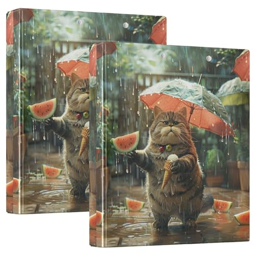 Fat Cat Holding Ice Cream 3-Ringbuch Rezeptbuch 8,5 x 11 3,8 cm Ordner Kinder Binder 2 Stück von GAIREG