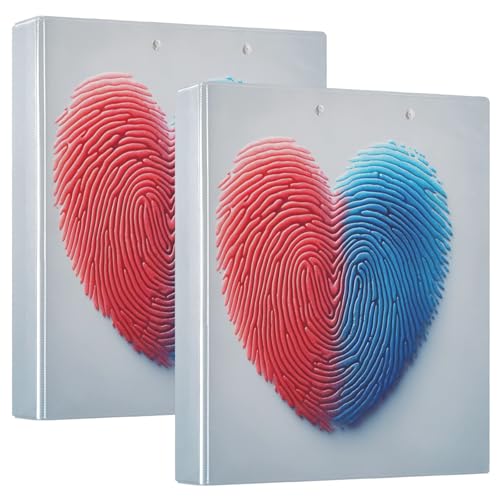 Fingerprint Heart 3-Ringbücher 3,8 cm, Ordner für Mittelschule, 2 Stück von GAIREG