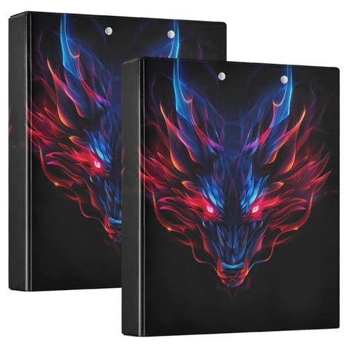 Fire Dragon Head 3 Ringbuch 2er Set 1 1/2 Zoll Binder Dekoordner von GAIREG