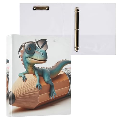 Funny Dino Ringbuch mit 3 Ringen, 3,8 cm, für Mittelschule, 3,8 cm, Ordner mit Taschen von GAIREG