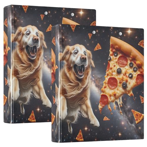 Funny Dog and Pizza on Space 3-Ringbuch Set mit 2 Ordnern 3,8 cm für Büro von GAIREG