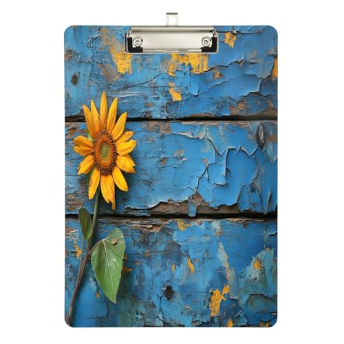 Gelbe Sonnenblumen-Holz-Klemmbretter, Acryl-Klemmbretter für Kinder, A4-Briefgröße, 31,8 x 22,9 cm, silberfarbener Clip von GAIREG