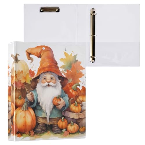 Gnome Fall Pumpkins 3,8 cm Ordner 3 Ringe niedlich hält 200 Blatt runde Ringe Ordner für Schüler von GAIREG