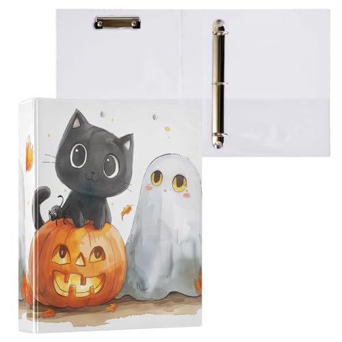 Halloween Cute Cat Pumpkin Boo 3 Ringbücher 3,8 cm für 200 Blatt runde Ringe Ordner für Papier von GAIREG