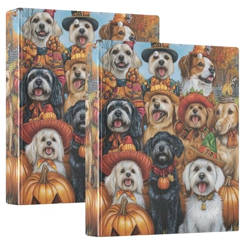 Halloween Dogs Farmhouse 3-Ringbuch, 3,8 cm, für 200 Blatt, runde Ringe, Büroordner, 2 Stück von GAIREG