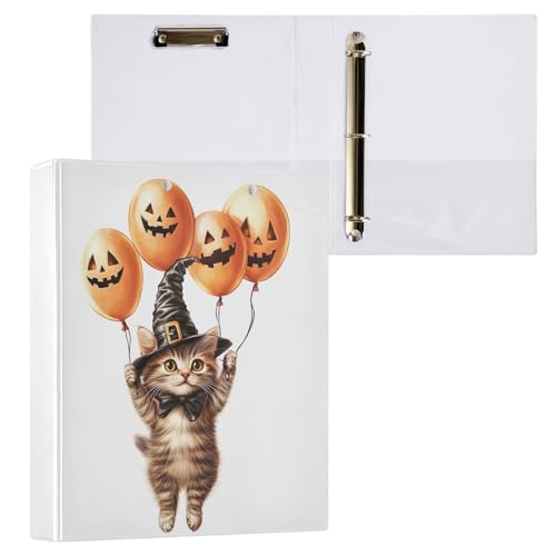 Halloween Katze mit Hexenhut 3,8 cm 3-Ringbuch für die Arbeit von GAIREG