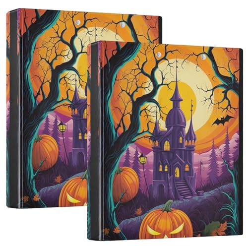 Halloween Purple Castle Ordner, 3,8 cm, 3 Ringe, niedliches Ordner, Mädchen, 2 Stück von GAIREG