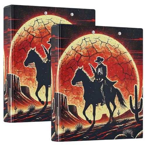 Halloween Skelett Cowboy 3-Ringbücher 3,8 cm Ordner für die Schule, 2 Stück von GAIREG