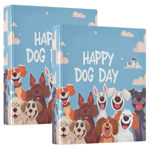 Happy Dog Day Ringbuch mit 3 Ringen, 3,8 cm, Blau, 2 Stück von GAIREG