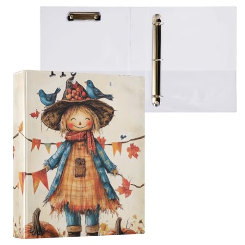 Happy Fall Vogelscheuche Beige 3,8 cm 3-Ringordner mit Taschen 200 Blatt Kapazität Ordner für Jungen von GAIREG