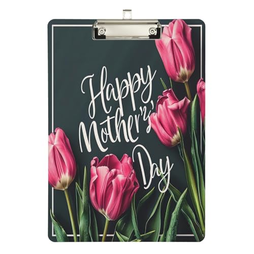 Happy Mother's Day Tulpen Clipboards, Low Profile Clipboards for Medical Student, A4 Letter Size 12.5 x 9 Inches Silver Clip von GAIREG
