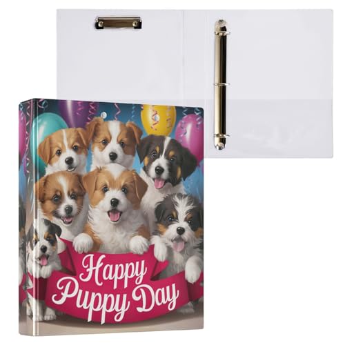 Happy Puppy Day Celebration 3 Ringbücher für 200 Blatt runde Ringe, 3,8 cm von GAIREG