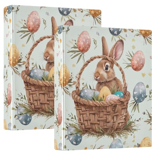 Hase in a Basket Ostern 3-Ringbücher mit Taschen, 200 Blatt Kapazität, Ordner für Mittelschule, 2 Stück von GAIREG