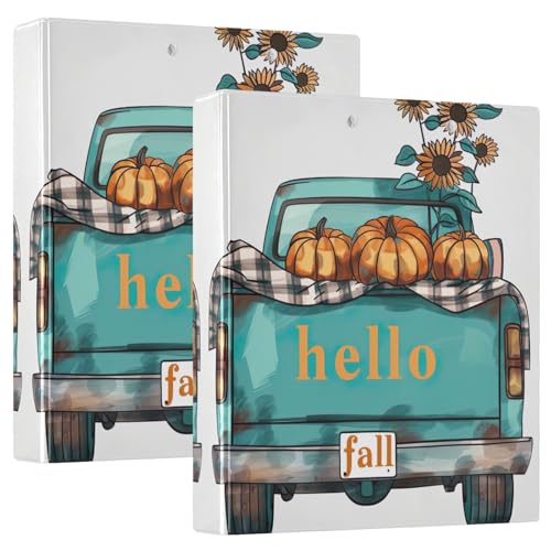 Hello Fall Sonnenblumen-Truck, 3 Ringe, 3 Ringe, für 200 Blatt, runde Ringbücher für Jungen, 2 Stück von GAIREG