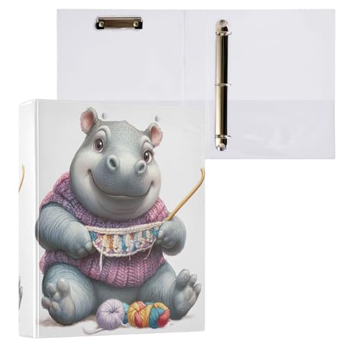 Hippo Knitting a Sweater 3-Ringbuch, niedliche Ordner, 3,8 cm, Schulbedarfsbuch von GAIREG