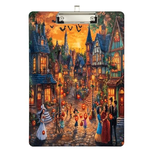 Klemmbrett für Halloween, Nachtstraße, Acryl-Fußball-Klemmbrett für Trainer, A4, Briefgröße, 31,8 x 22,9 cm, silberfarbener Clip von GAIREG