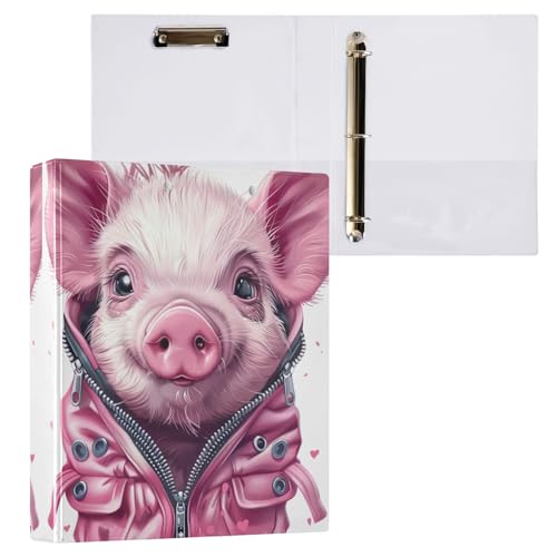 Klemmbrett mit niedlichem Schwein mit Mantel, 3 Ringe, 3,8 cm D-Ringbuch, Schulanfang von GAIREG