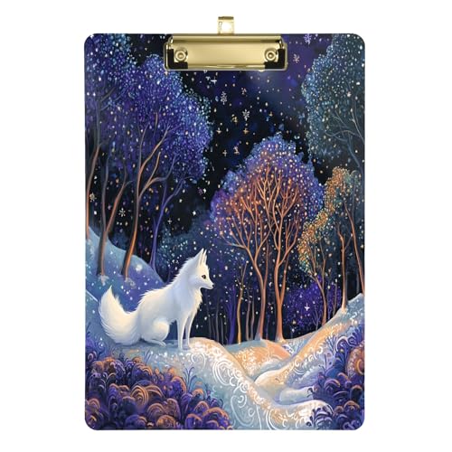 Klemmbretter Fuchs im schneebedeckten Gras, Acryl-Klemmbretter für Kinder, A4-Briefgröße, 31,8 x 22,9 cm, goldfarbener Clip von GAIREG