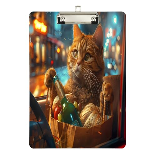 Klemmbretter für Katzen und Lebensmittel, Acryl-Klemmbrett für Kinder, A4-Briefgröße, 31,8 x 22,9 cm, silberfarbener Clip von GAIREG