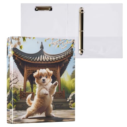 Kung Fu Puppy 3,8 cm 3-Ringbuch mit Taschen, 200 Blatt Kapazität, Mädchenordner für die Schule von GAIREG