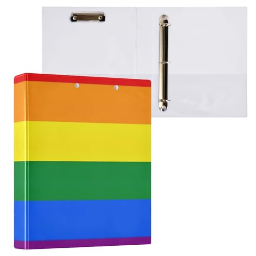 LGBT Pride-Flagge, 3,8 cm, 3-Ringbuch, hält 200 Blatt, runde Ringe, Kochbuchbinder von GAIREG