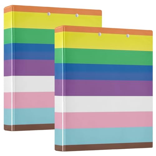 LGBTQ Flaggenrechte Pride 3,8 cm 3-Ringbuch mit Taschen, 200 Blatt Kapazität, dekorativer Ordner, 2 Stück von GAIREG