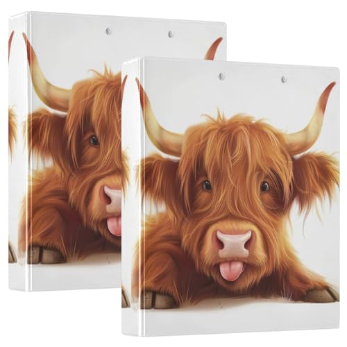 Little Highland Cow Cute 3-Ringbuch, 3,8 cm, D-Ringbuch, 2 Stück von GAIREG