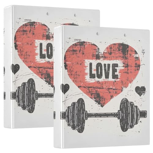 Love Heart Gewichtheben 3-Ringbuch 2er Set 3,8 cm Ordner Mädchen Ordner für Schule von GAIREG