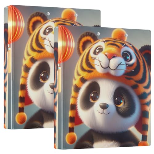 Lunar New Year Cute Panda with Hat 3-Ring-Ordner, D-Ringbuch, 3,8 cm, College-Ordner, 2 Stück von GAIREG