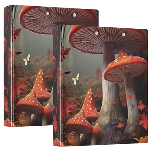 Mushroom Autumn 3-Ringbuch, 3,8 cm, Schulhefter 3,8 cm, Ordner mit Taschen, 2 Stück von GAIREG