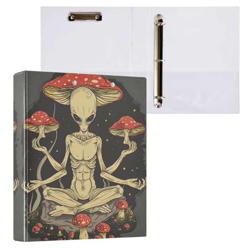 Mushrooms Alien 3,8 cm 3-Ringbuch mit Taschen, 200 Blatt Kapazität, D-Ringbücher von GAIREG