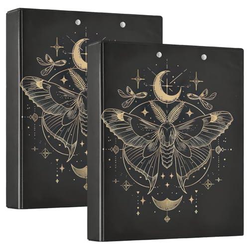 Mystical Golden Moon Moth Ringbuch mit drei Ringen, 1,27 cm, 2 Stück von GAIREG