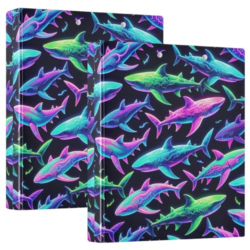 Neon Sharks 3,8 cm Ordner mit 3D-Ringbuch für die Schule, 2 Stück von GAIREG