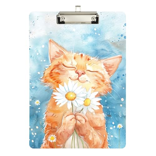 Niedliche Katzen-Aquarell-Klemmbretter, Acryl-Klemmbretter für Kinder, A4, Briefgröße, 31,8 x 22,9 cm, silberfarbener Clip von GAIREG