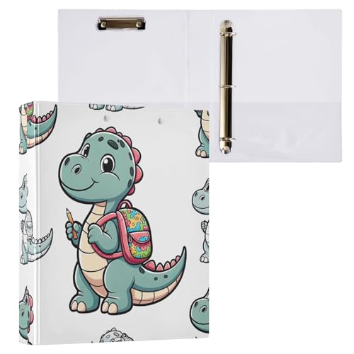 Niedlicher Dinosaurier-Bleistift, 3,8 cm, 3-Ringbuch für College-Ringbücher mit Taschen von GAIREG