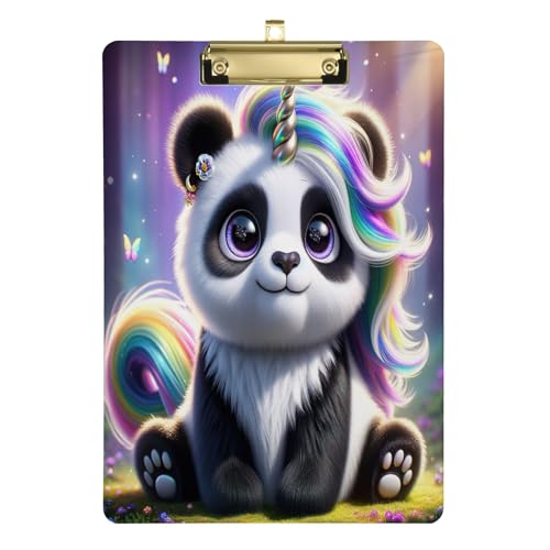 Niedliches Einhorn-Panda-Acryl-Klemmbrett, Acryl-Klemmbrett für Klassenzimmer, Büro, Krankenpflege, A4, Briefgröße, 31,8 x 22,9 cm, goldfarbener Clip von GAIREG