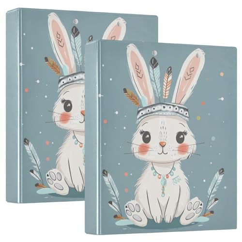 Niedliches Kaninchen im böhmischen Stil 3-Ringbuch Set mit 2 3,8 cm Ordnern Cute Binder Mädchen von GAIREG