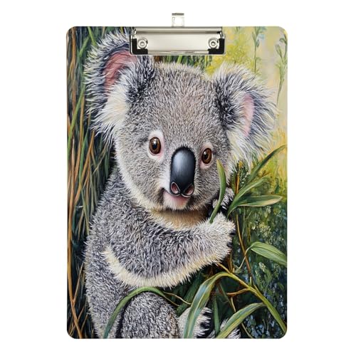 Niedliches Koala-Acryl-Klemmbrett, Acryl-Klemmbretter für Klassenzimmer, A4, Briefgröße, 31,8 x 22,9 cm, silberfarbener Clip von GAIREG