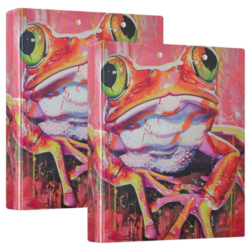 Ordner Frosch mit großen Augen, 3,8 cm, 3 Ringe für 200 Blatt, runde Ringbücher für Schule, ästhetisch, 2 Stück von GAIREG