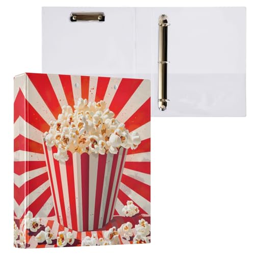 Ordner mit Popcorn-Muster, 3,8 cm, 3-Ring-Schulordner 3,8 cm, 3-Ringbuch mit Taschen von GAIREG