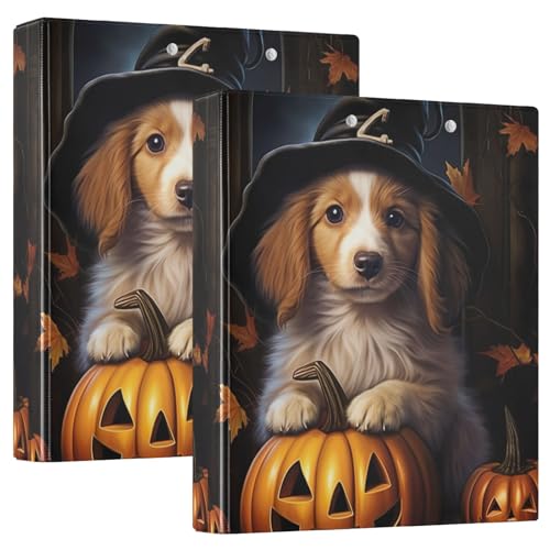 Puppy Halloween Kürbis 3,8 cm 3-Ringbuch für 200 Blatt Ordner für Jungen, 2 Stück von GAIREG