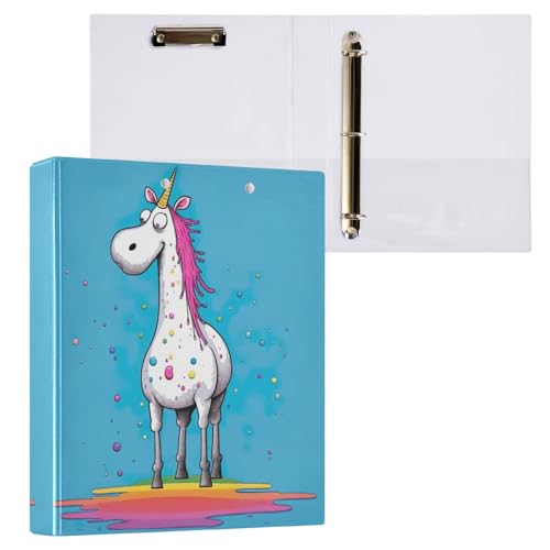 Rainbow Funny Unicorn 3-Ringbuch 3,8 cm Ordner Cute Binder Mädchen von GAIREG