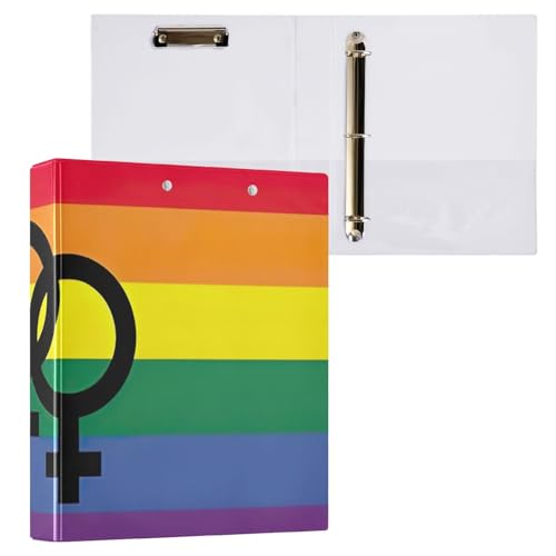 Rainbow Lesben Pride Flag Sexuelle Identität Dekoratives 3-Ringbuch 3 Zoll Ordner Schulbedarf Ordner von GAIREG