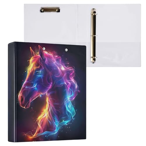 Rainbow Neon Fire Horse 1 1/2 3-Ringbuch für 200 Blatt runde Ringe Medizinischer Ordner von GAIREG