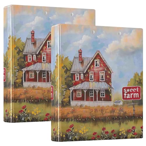 Red Farmhouse Ordner mit 3 Ringen, 3,8 cm, D-Ringbücher, 2 Stück von GAIREG