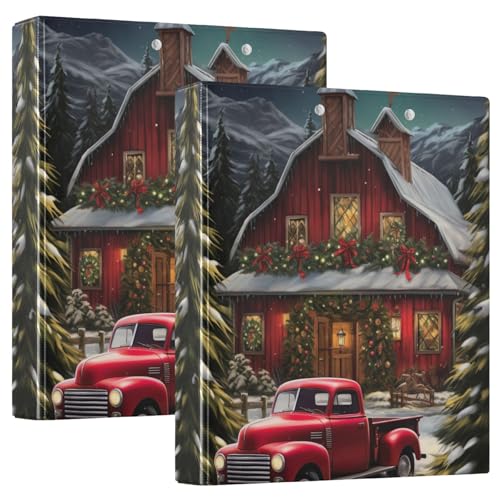 Red Truck Professioneller 3-Ringordner mit weihnachtlichem Thema, 3,8 cm (1 1/2 Zoll), Lehrerbuch, 2 Stück von GAIREG