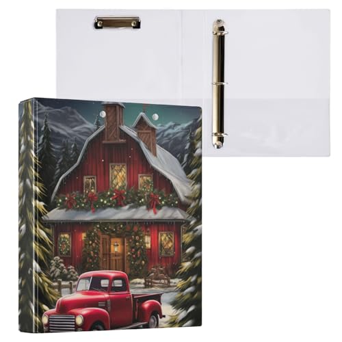 Red Truck Weihnachtsmotiv Professioneller 3-Ringordner 1 1/2 Zoll Ordner Mädchen Binder von GAIREG